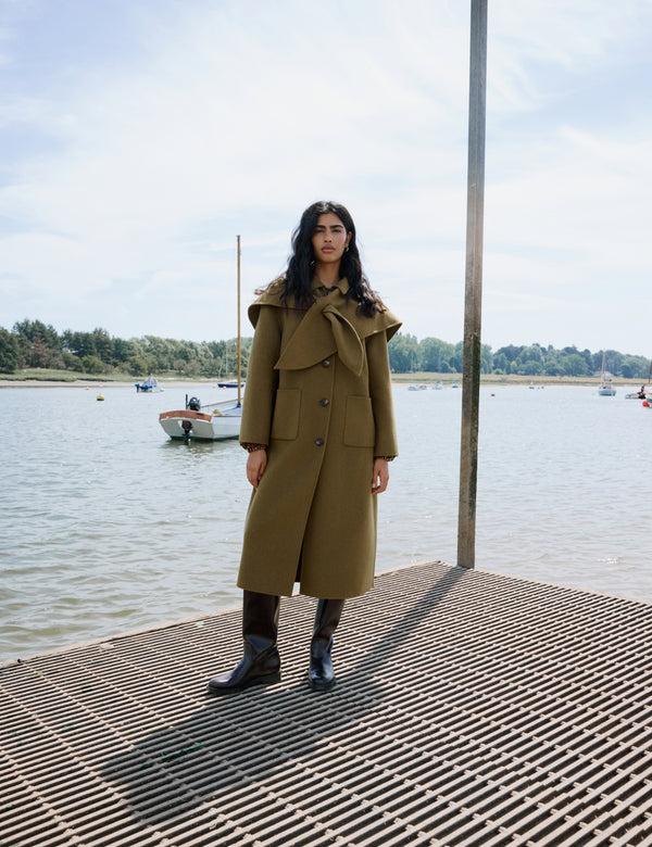 Nobody’s Child Green Wool-blend Scarf Shawl Coat