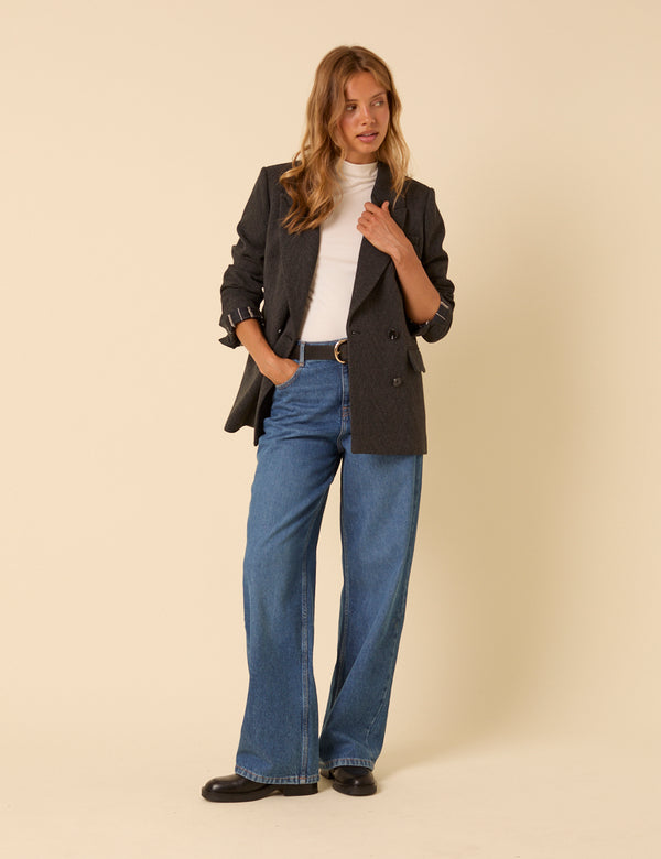 Nobody’s Child Grey Double Breasted Blazer