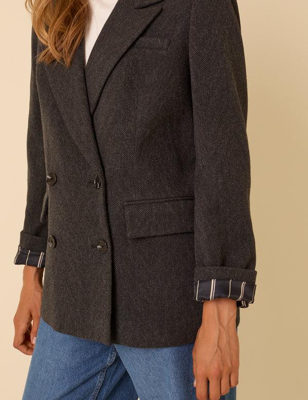 Nobody’s Child Grey Double Breasted Blazer