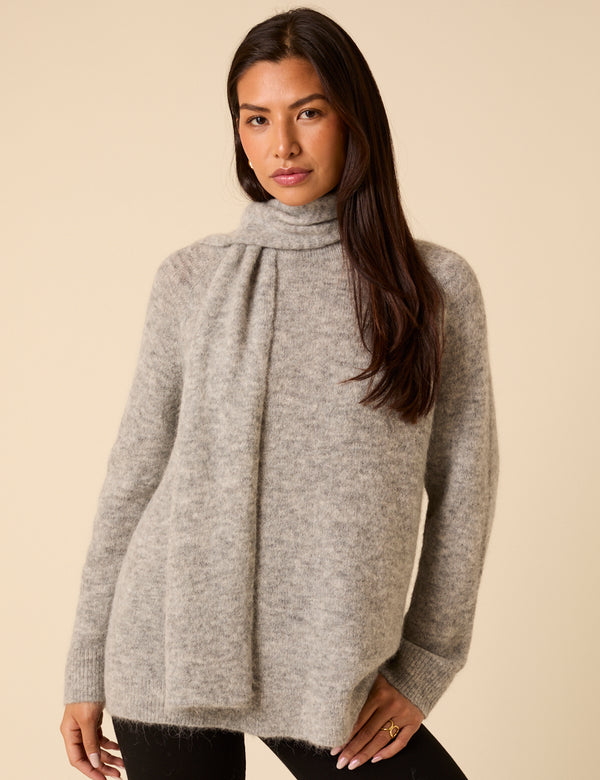 Nobody’s Child Grey Oversized Scarf Jumper