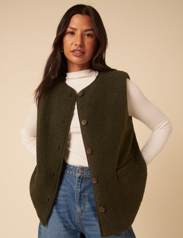 nobody’s child Khaki Borg Gilet