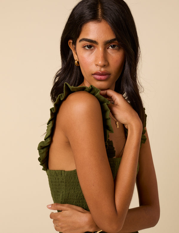 Nobody’s Child Khaki Cropped Length Maya Jumpsuit