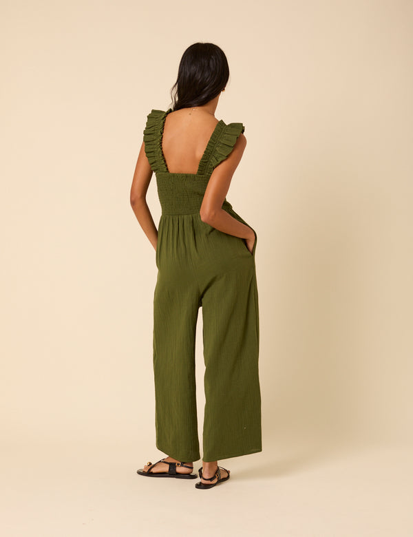 Nobody’s Child Khaki Cropped Length Maya Jumpsuit