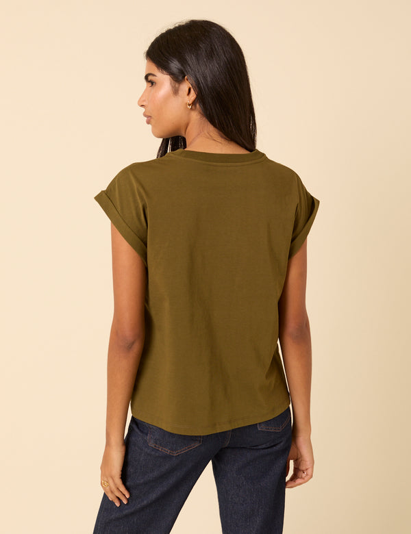 Nobody’s Child Khaki Green Cap Sleeve T-Shirt