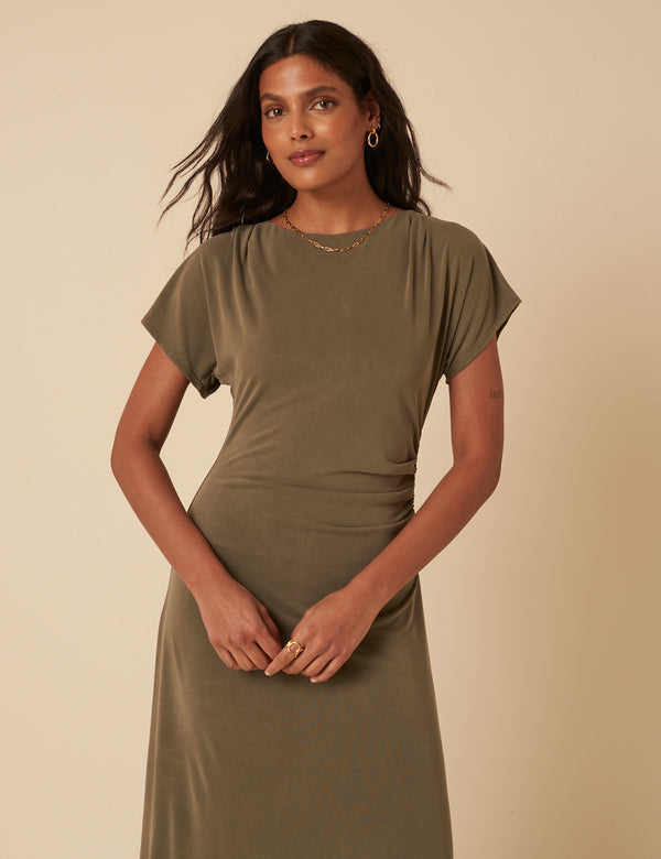 Nobody’s Child Khaki Green Ember Midi Dress