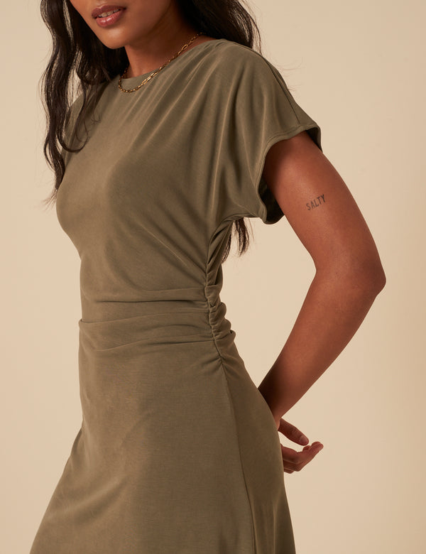 Nobody’s Child Khaki Green Ember Midi Dress