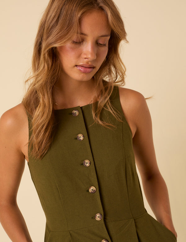 Nobody’s Child Khaki Green Tailored Peri Jumpsuit