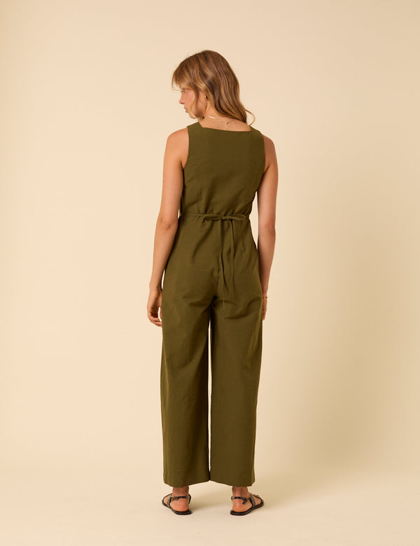 Nobody’s Child Khaki Green Tailored Peri Jumpsuit