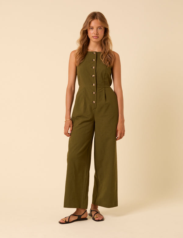 nobody’s child Khaki Green Tailored Peri Jumpsuit