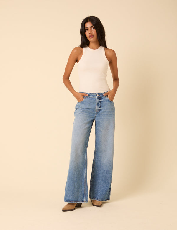 Nobody’s Child Light Blue Low Rise Wide Leg Jeans