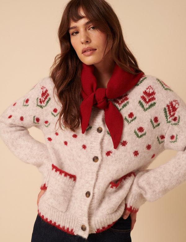 nobody’s child Light Grey Floral Collared Cardigan