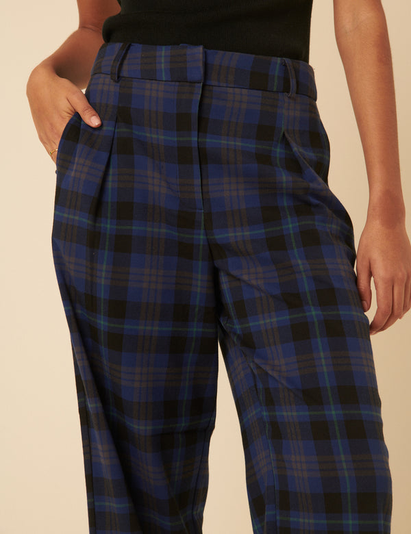 Nobody’s Child Navy Check Tailored Trousers
