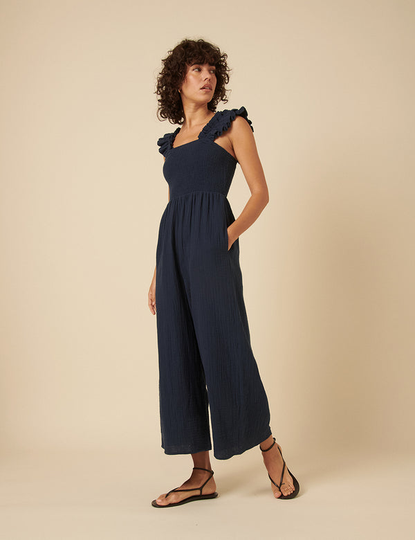 Nobody’s Child Navy Cropped Length Maya Jumpsuit
