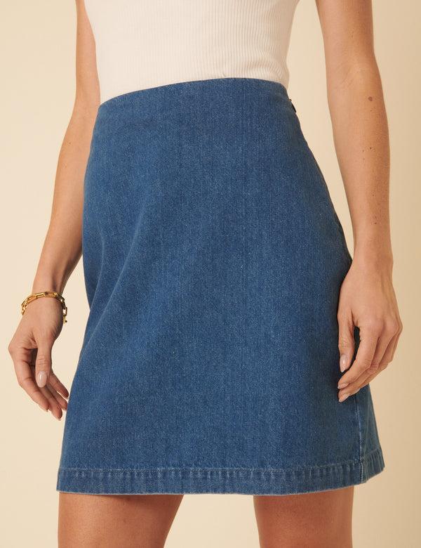 Nobody’s Child Petite Blue Denim Mini Skirt