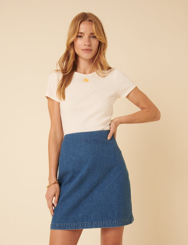 nobody’s child Petite Blue Denim Mini Skirt