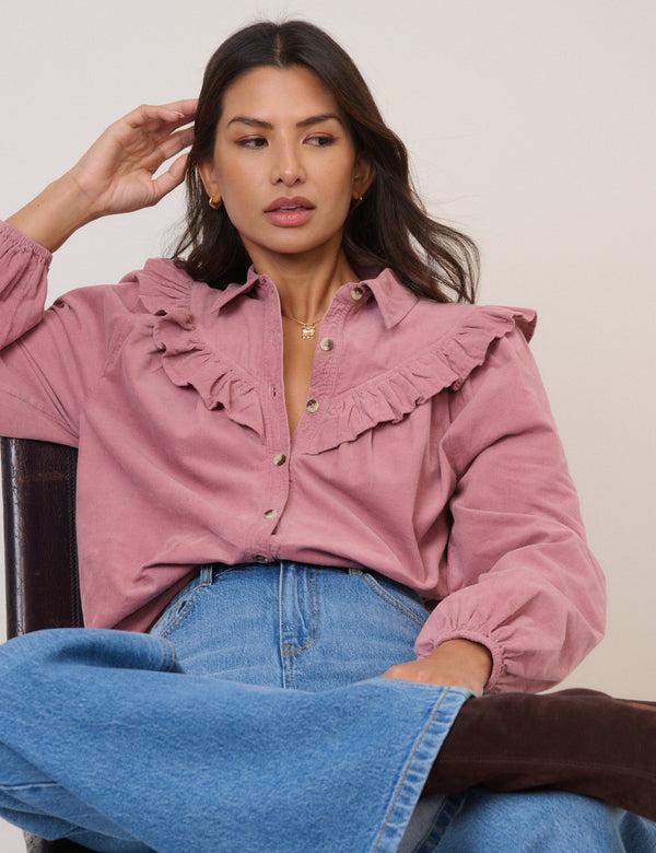 Nobody’s Child Pink Cord Frill Shirt