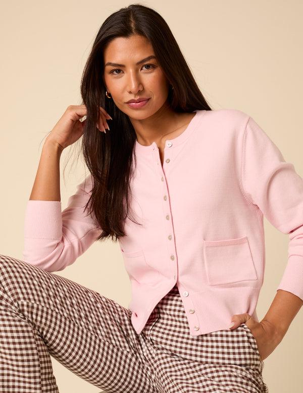 Nobody’s Child Pink Crew Neck Cardigan