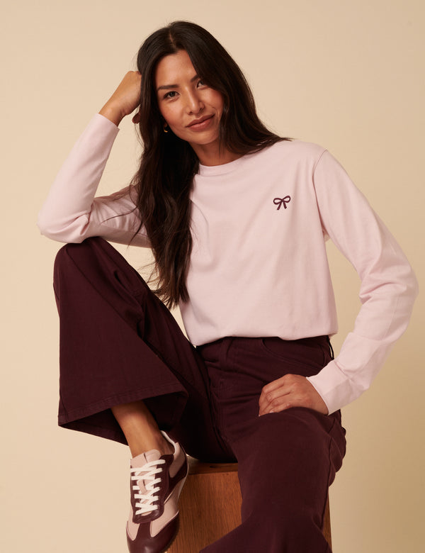 Nobody’s Child Pink Wide Long Sleeve Bow T-Shirt