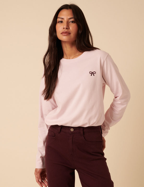 nobody’s child Pink Wide Long Sleeve Bow T-Shirt