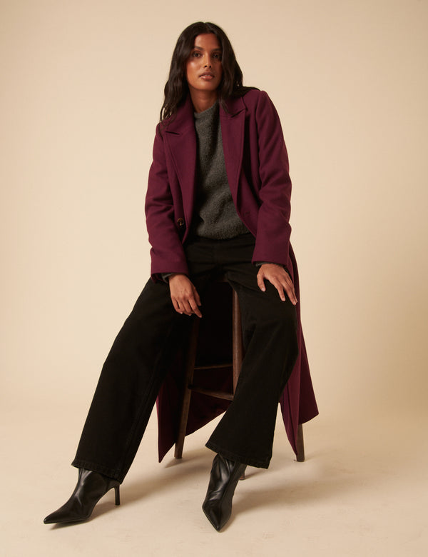 Nobody’s Child Plum Double Breasted Coat