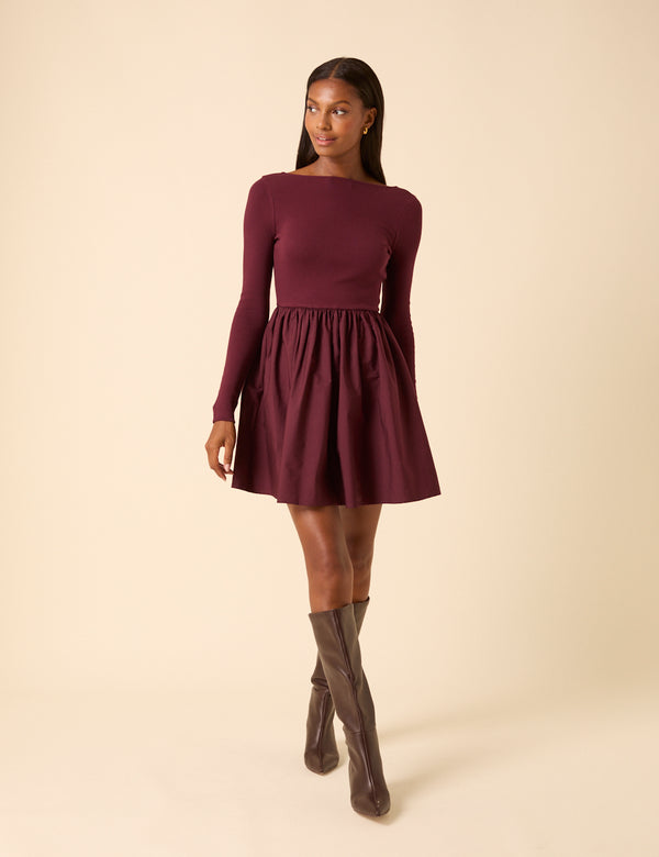 Nobody’s Child Purple Scoop Neck A-Line Mini Dress