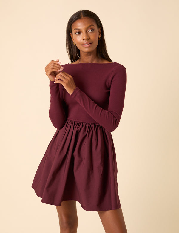 nobody’s child Purple Scoop Neck A-Line Mini Dress