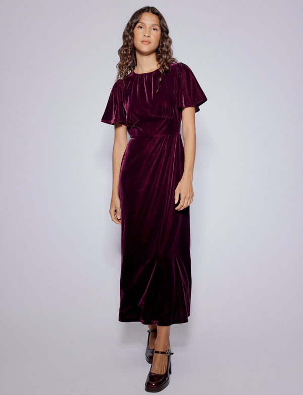 nobody’s child Purple Velvet Allegra Midi Dress