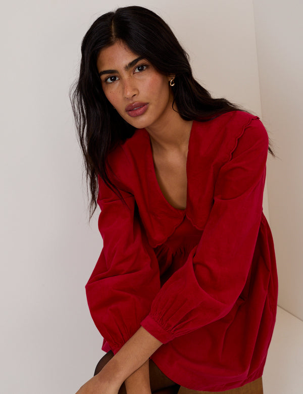 Nobody’s Child Red Cord Collar Cassis Mini Dress