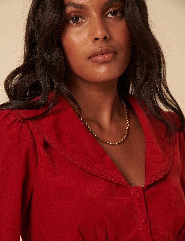 Nobody’s Child Red Cord Collared Blouse
