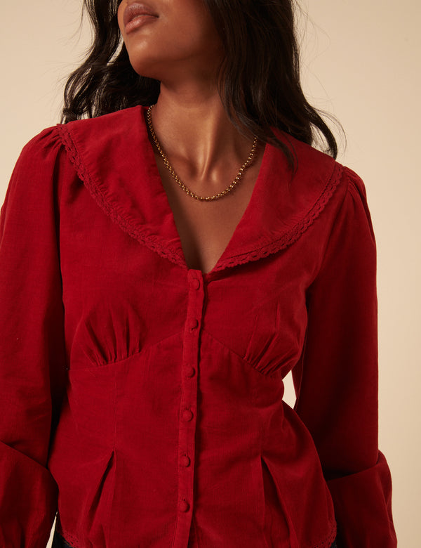 Nobody’s Child Red Cord Collared Blouse