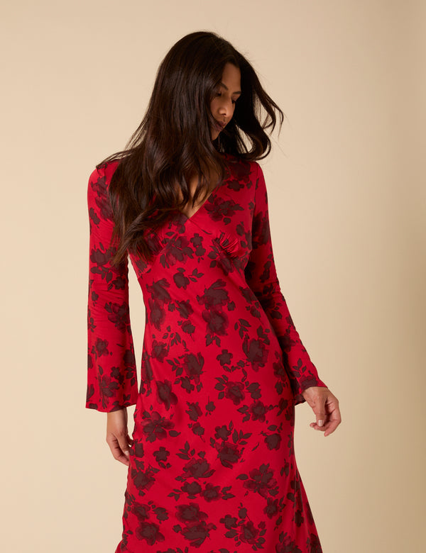 Nobody’s Child Red Floral Josie Midi Dress