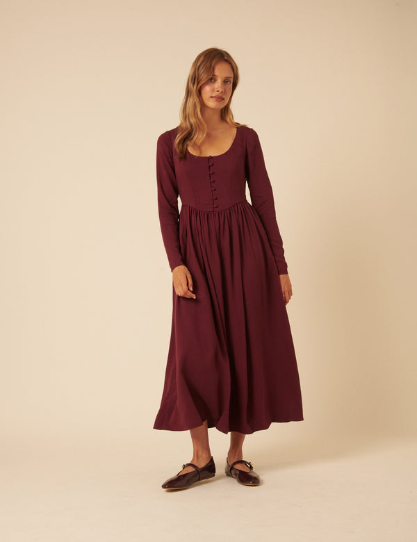 nobody’s child Red Long Sleeve Cora Midi Dress