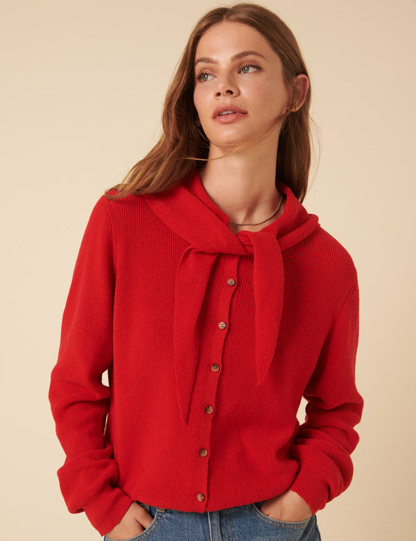 Nobody’s Child Red Neck Tie Scarf Cardigan