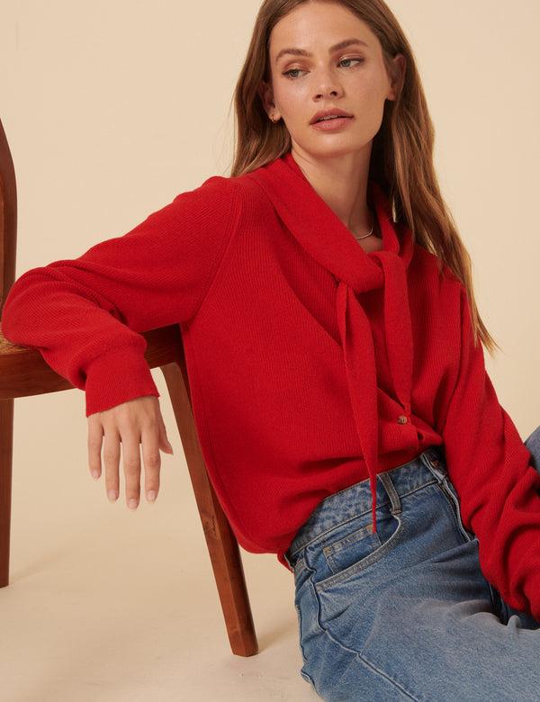 Nobody’s Child Red Neck Tie Scarf Cardigan