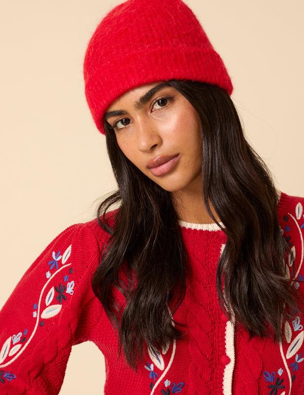 Nobody’s Child Red Ribbed Beanie