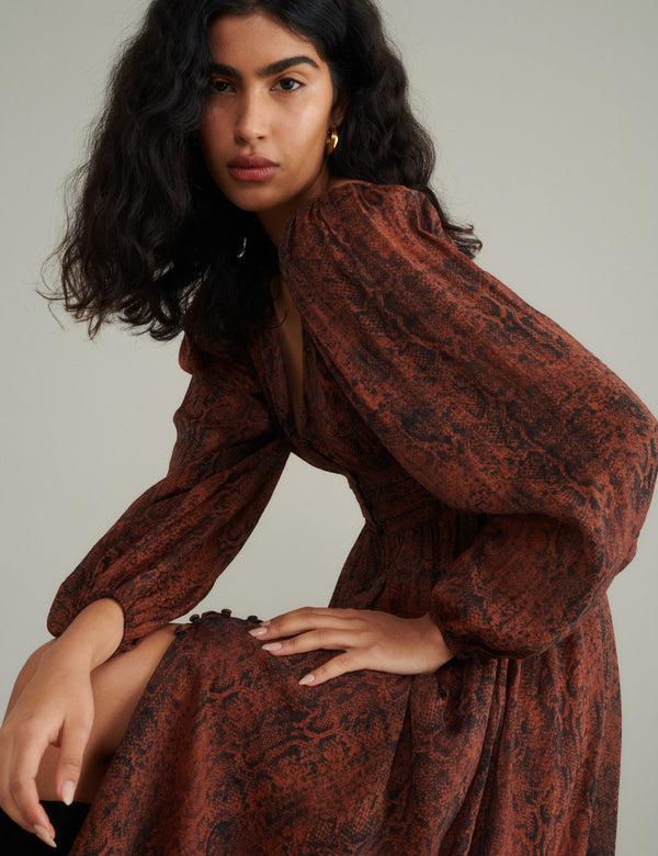 Nobody’s Child Snake Print Aine Midi Dress