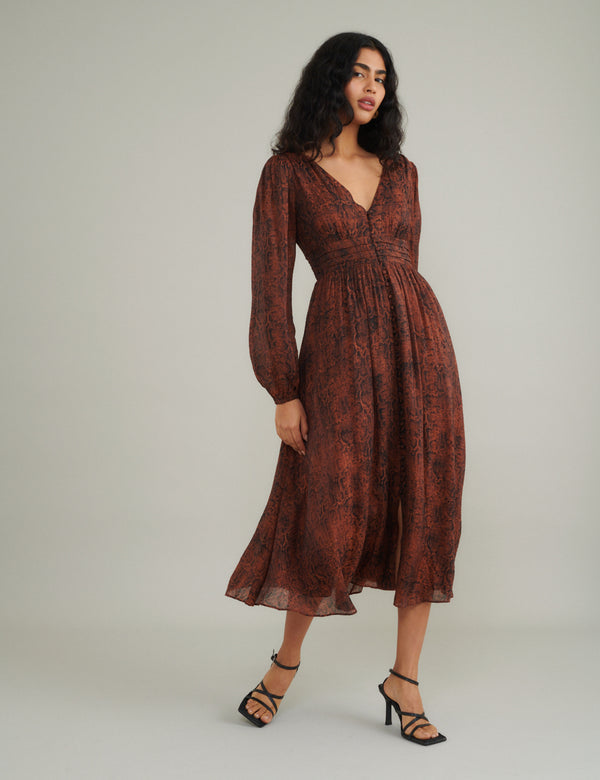 Nobody’s Child Snake Print Aine Midi Dress