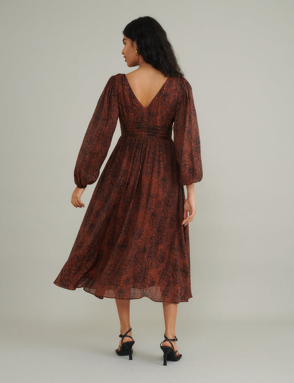 Nobody’s Child Snake Print Aine Midi Dress