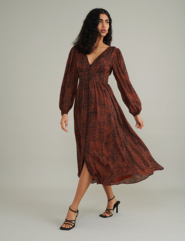 nobody’s child Snake Print Aine Midi Dress