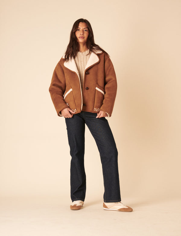 Nobody’s Child Tan Faux-Shearling Aspen Jacket