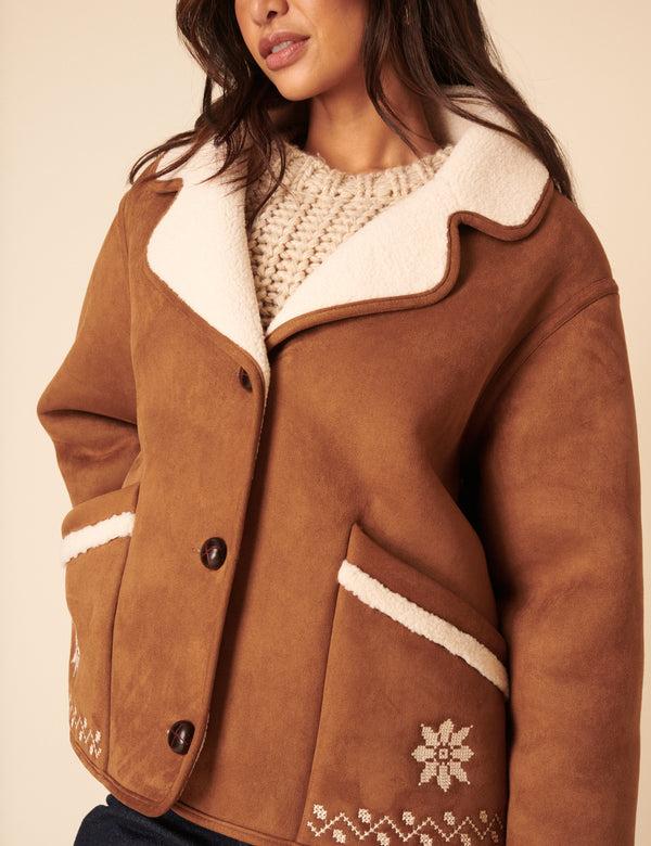 Nobody’s Child Tan Faux-Shearling Aspen Jacket