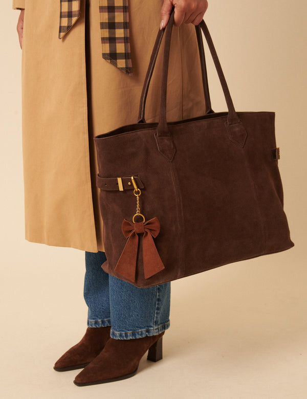 Nobody’s Child Tan Suede Bow Key Chain