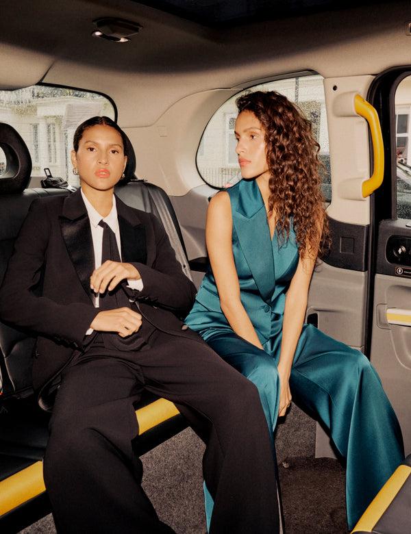 Nobody’s Child Turquoise Satin Tailored Trousers