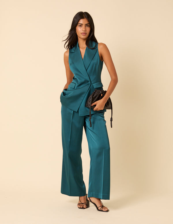 nobody’s child Turquoise Satin Tailored Trousers