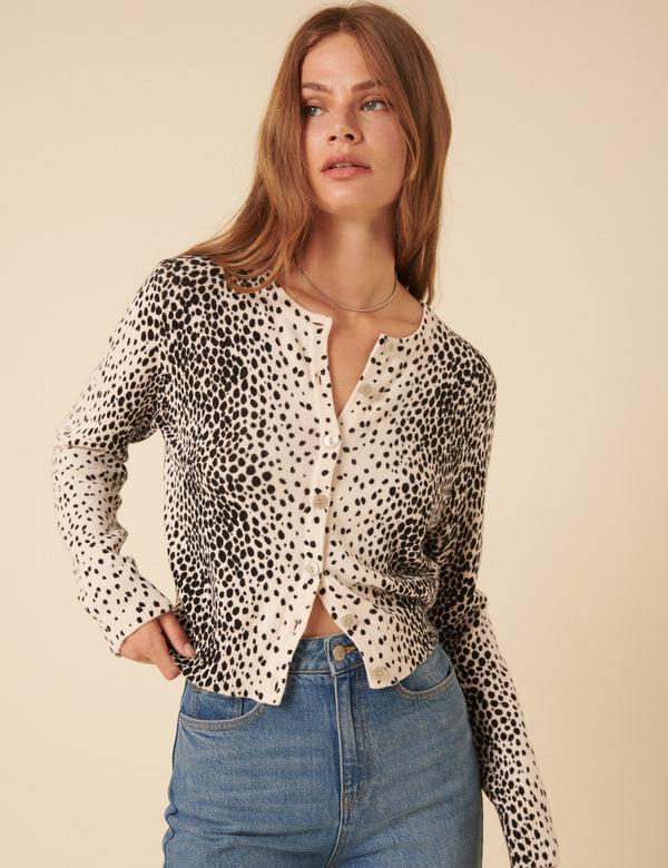 Nobody’s Child White And Black Spotty Cardigan