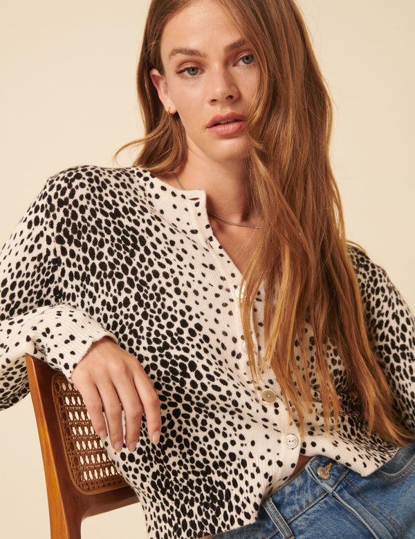 Nobody’s Child White And Black Spotty Cardigan