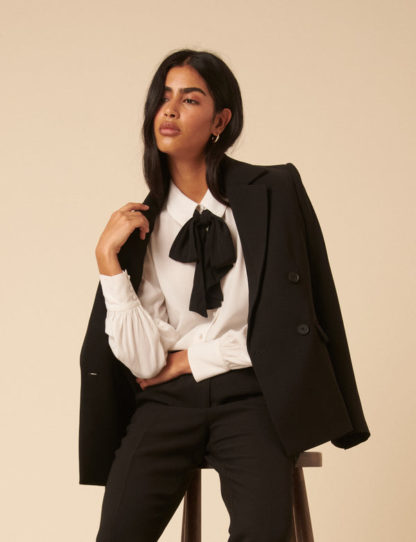 Nobody’s Child White Bow Tie Neck Blouse