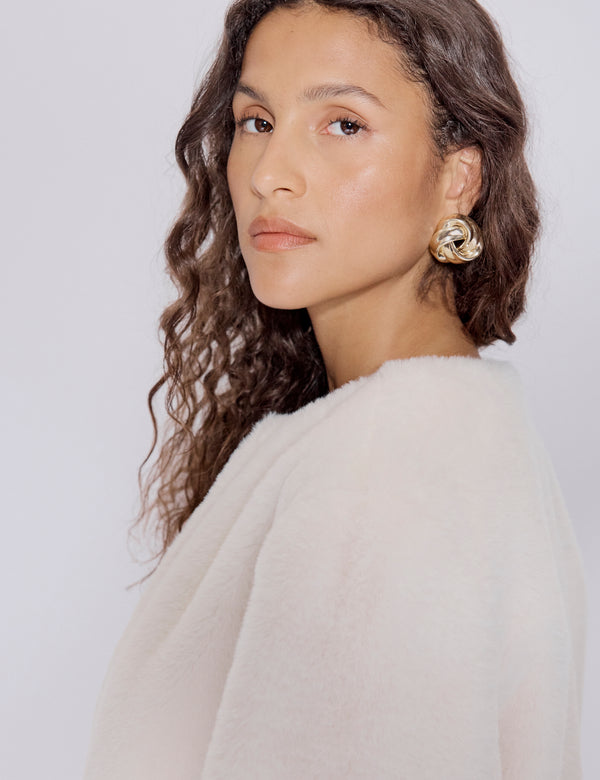 Nobody’s Child White Faux Fur Cropped Jacket