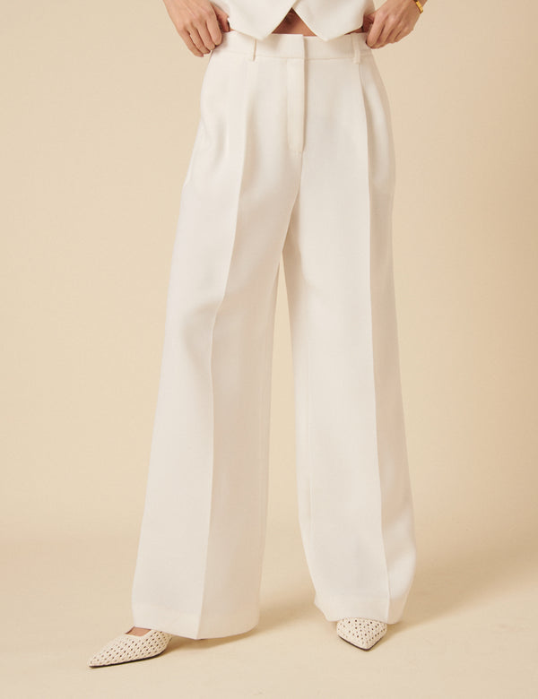 Nobody’s Child White Jax Tailored Crepe Trousers