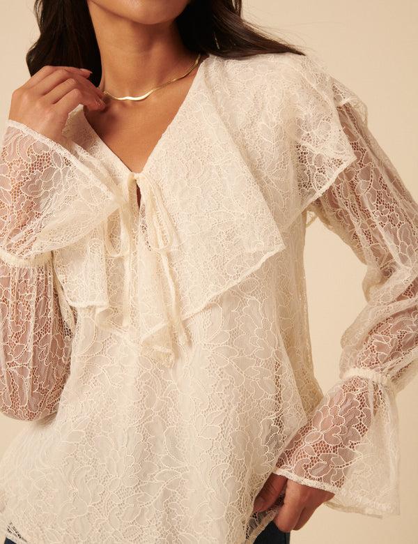 Nobody’s Child White Lace Frill Blouse